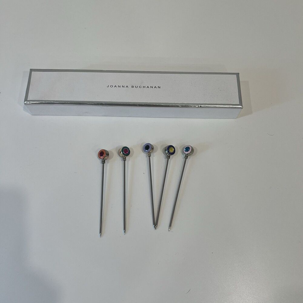 JOANNA BUCHANAN Enamel Gem Cocktail Picks Set Of 5